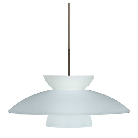 Besa Lighting Trilo 15 Cord Pendant, Frost, Bronze Finish, 1x75W Incandescent 1JT-451325-BR